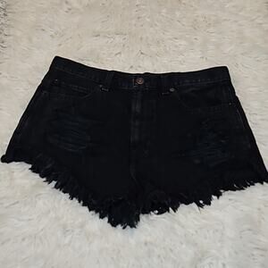 Abercrombie & Fitch Black High Rise Cut off Jean shorts